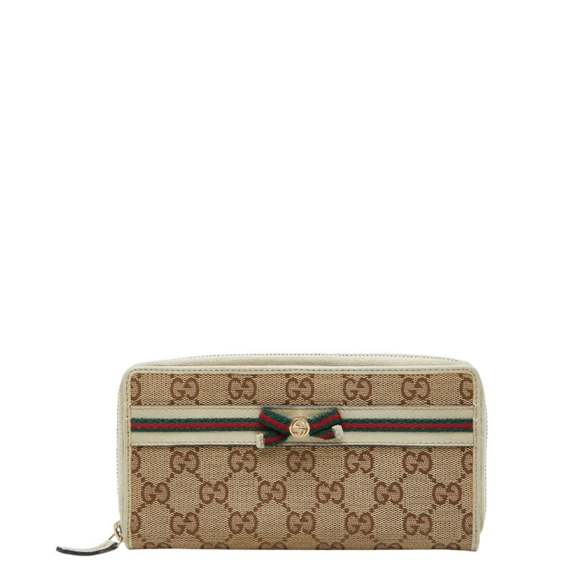 Gucci Beige Multi-Color Canvas Leather Long Wallet (Bi-Fold) (Pre-Owned)