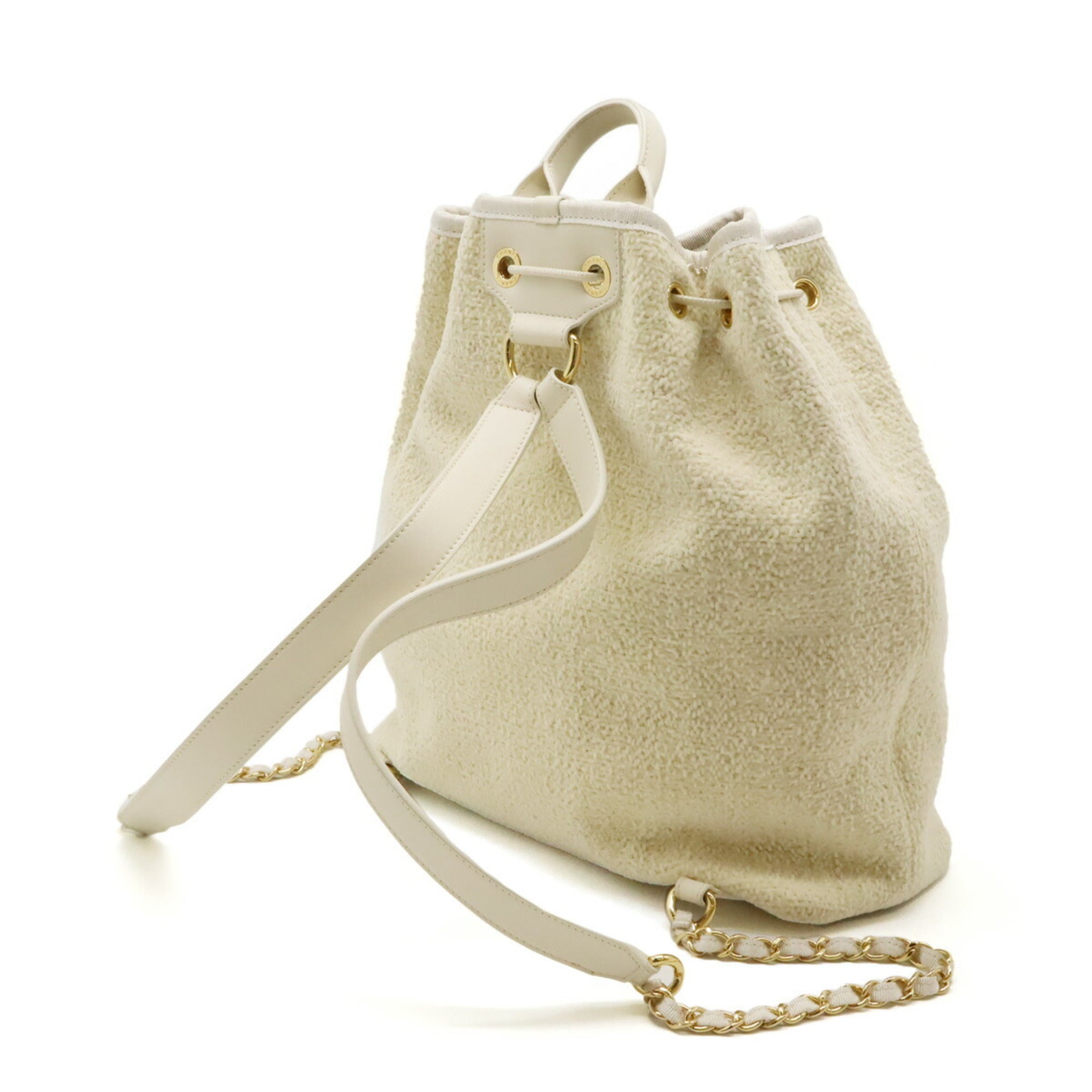 Chanel Ivory Light Beige Leather Backpack Shoulder Bag (Pre-Owned)