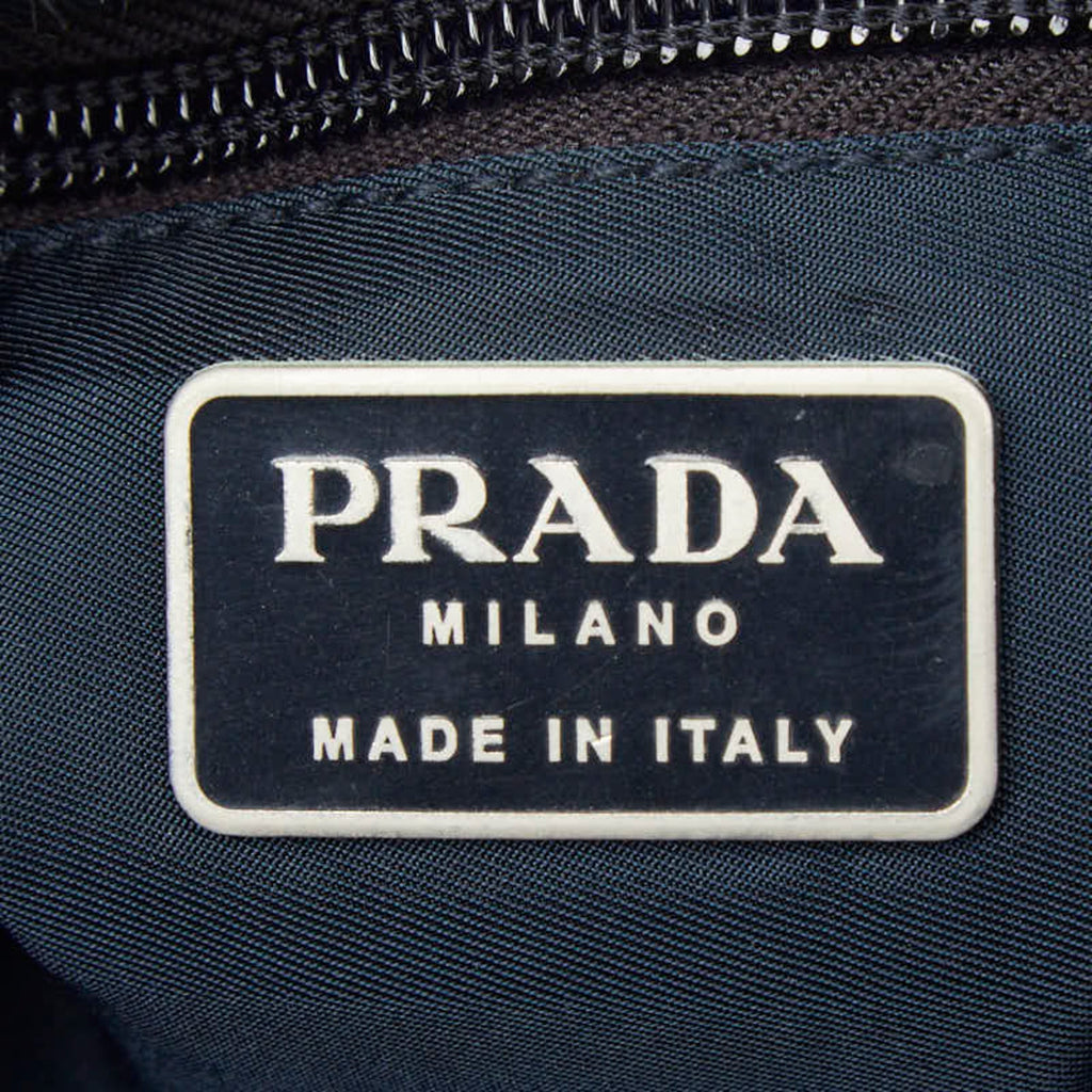 Prada Navy Nylon Leather Shoulder Bag (Pre-Owned)