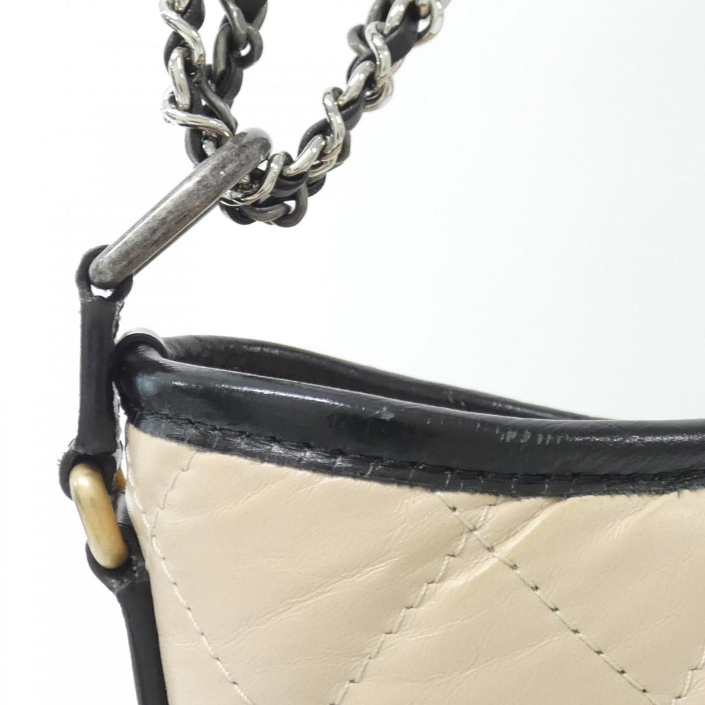 Chanel Gabriel Beige Black Leather Shoulder Bag (Pre-Owned)