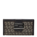 Fendi Brown Canvas Leather Long Wallet (Bi-Fold) (Pre-Owned)