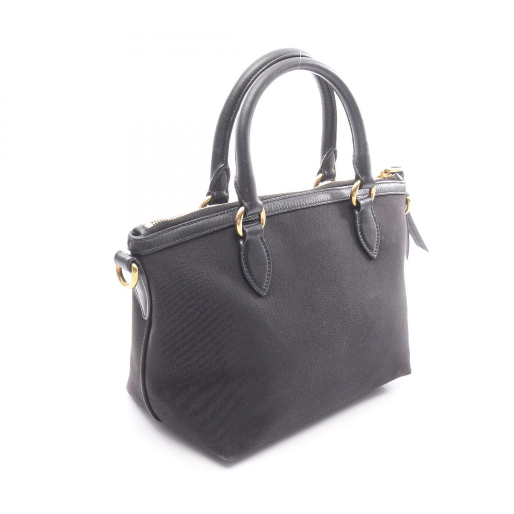 Prada Black Canvas Leather Handbag (Pre-Owned)