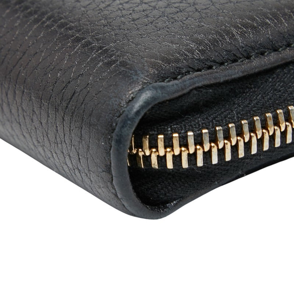 Gucci Navy Leather Long Wallet (Bi-Fold) (Pre-Owned)