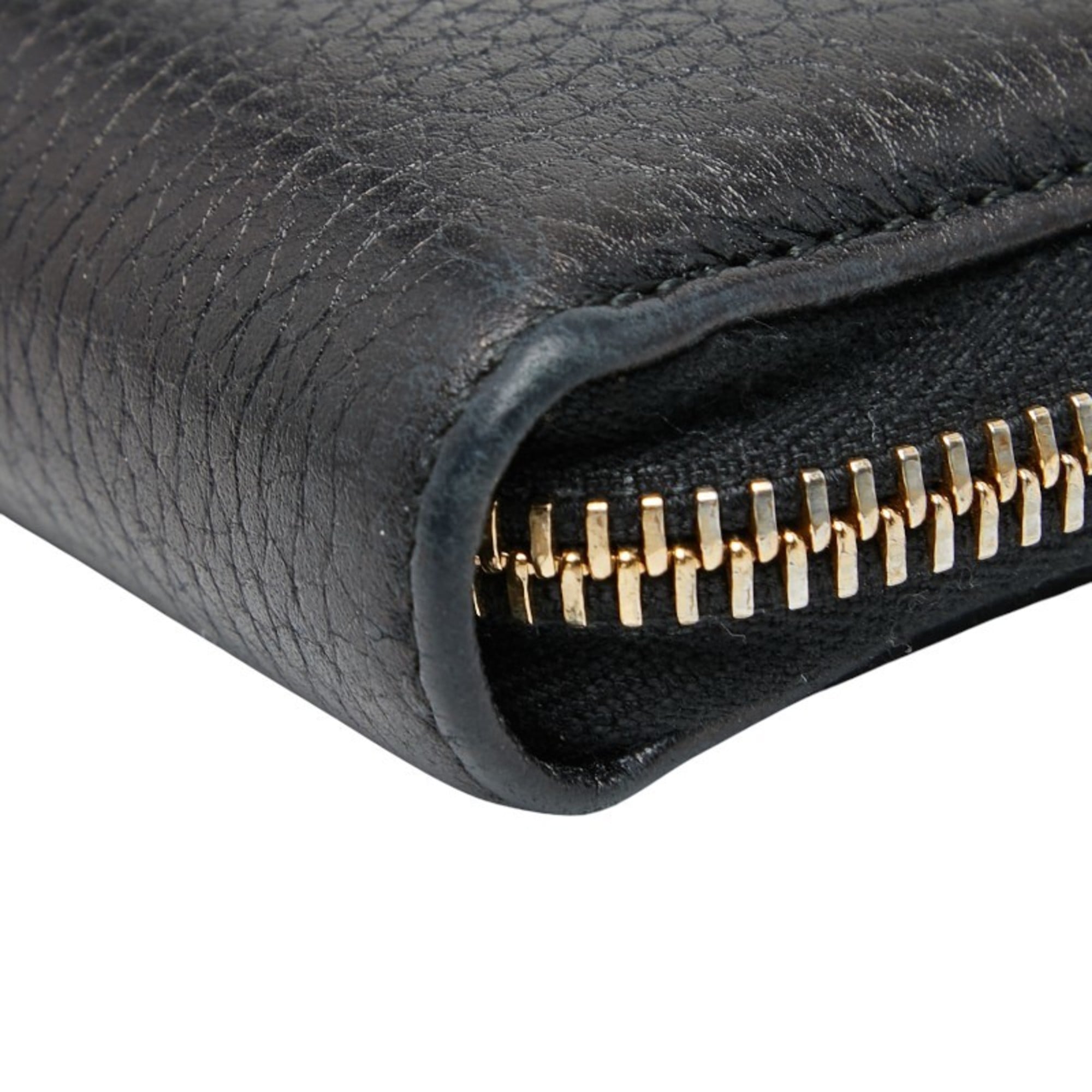 Gucci Navy Leather Long Wallet (Bi-Fold) (Pre-Owned)