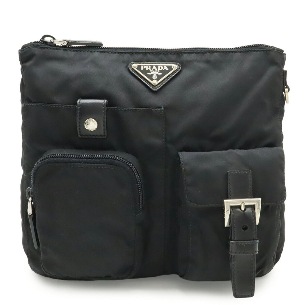 Prada Nero Nylon Leather Shoulder Bag (Pre-Owned)