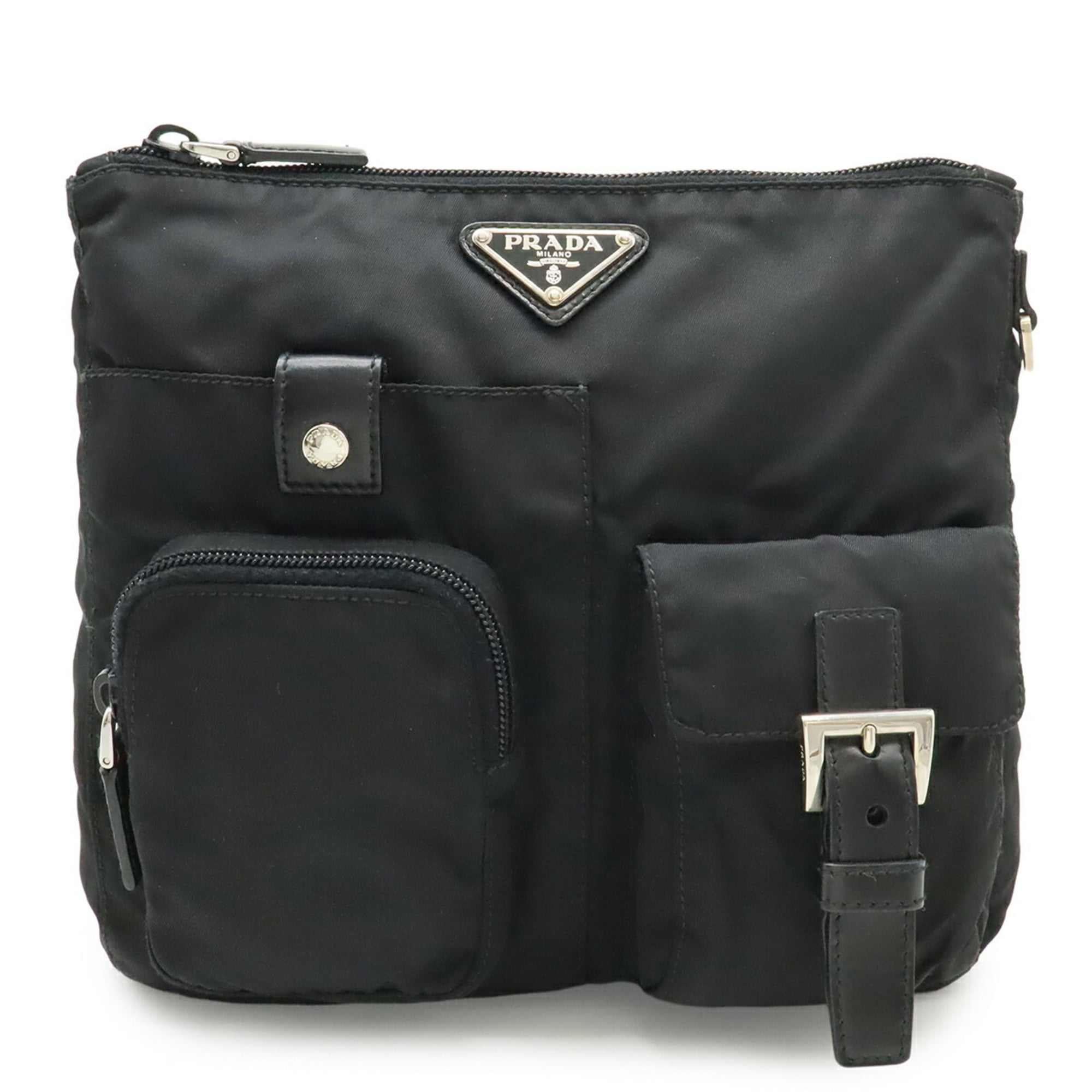 Prada Nero Nylon Leather Shoulder Bag (Pre-Owned)