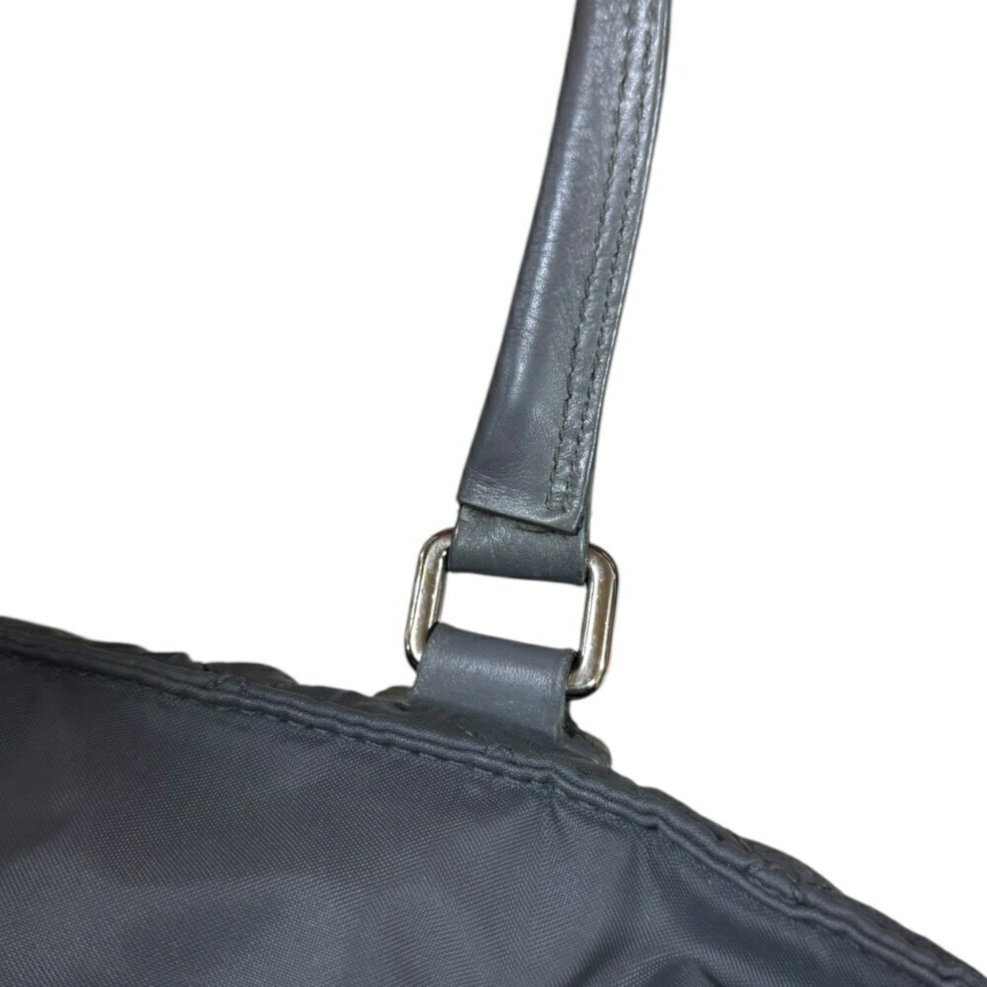 Chanel Gray Nylon Leather Tote Bag (Pre-Owned)