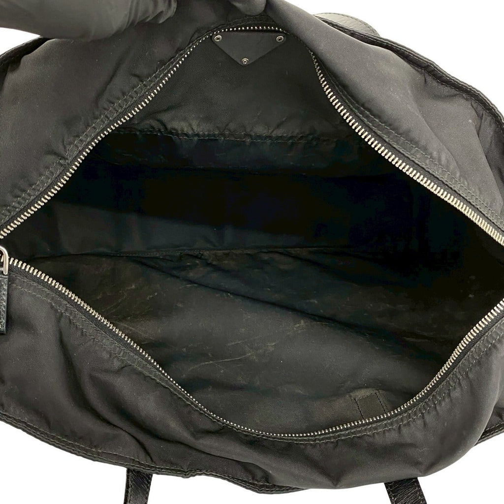 Prada Black Nylon Leather Handbag Shoulder Bag Tote Bag (Pre-Owned)