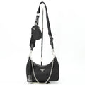 Prada Black Nylon Leather Handbag Pouch Shoulder Bag (Pre-Owned)