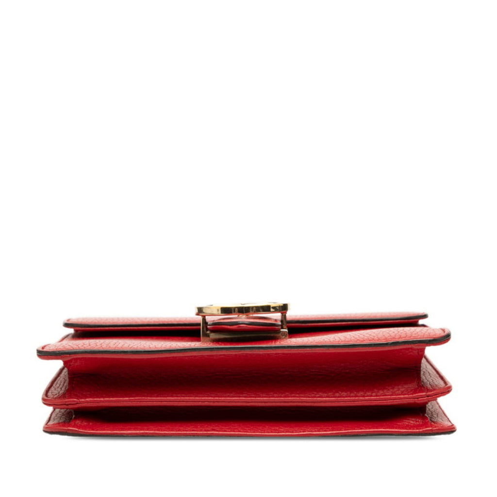 Gucci Red Color Leather Shoulder Bag (Pre-Owned)
