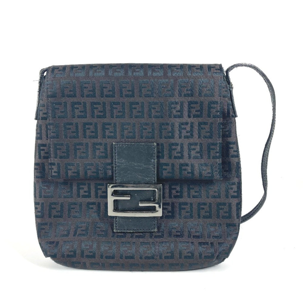 Fendi Black Canvas Leather Pochette Shoulder Bag (Pre-Owned)
