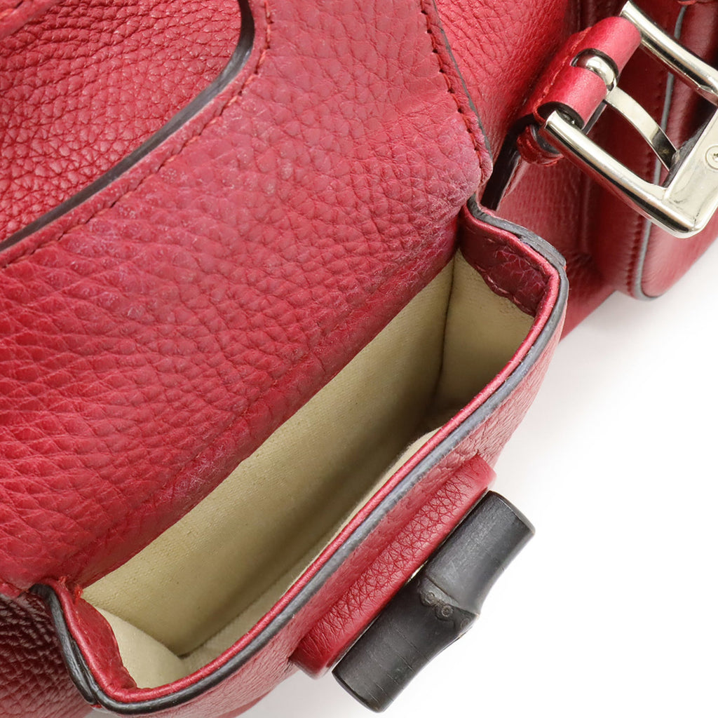 Gucci Red Color Bamboo Leather Backpack Shoulder Bag (Pre-Owned)