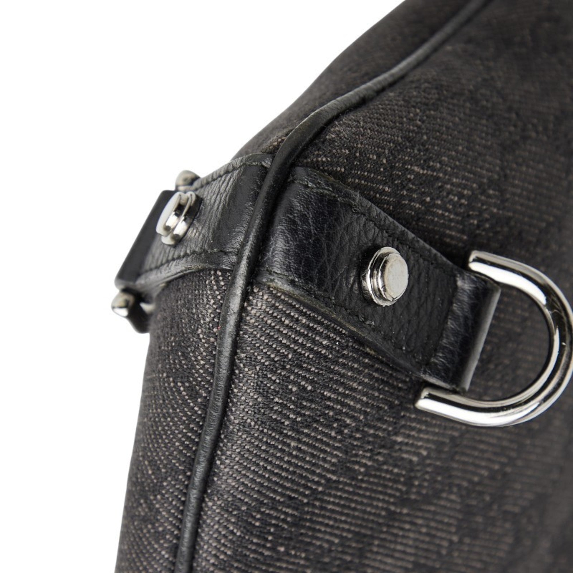 Gucci Black Canvas Leather Shoulder Bag (Pre-Owned)