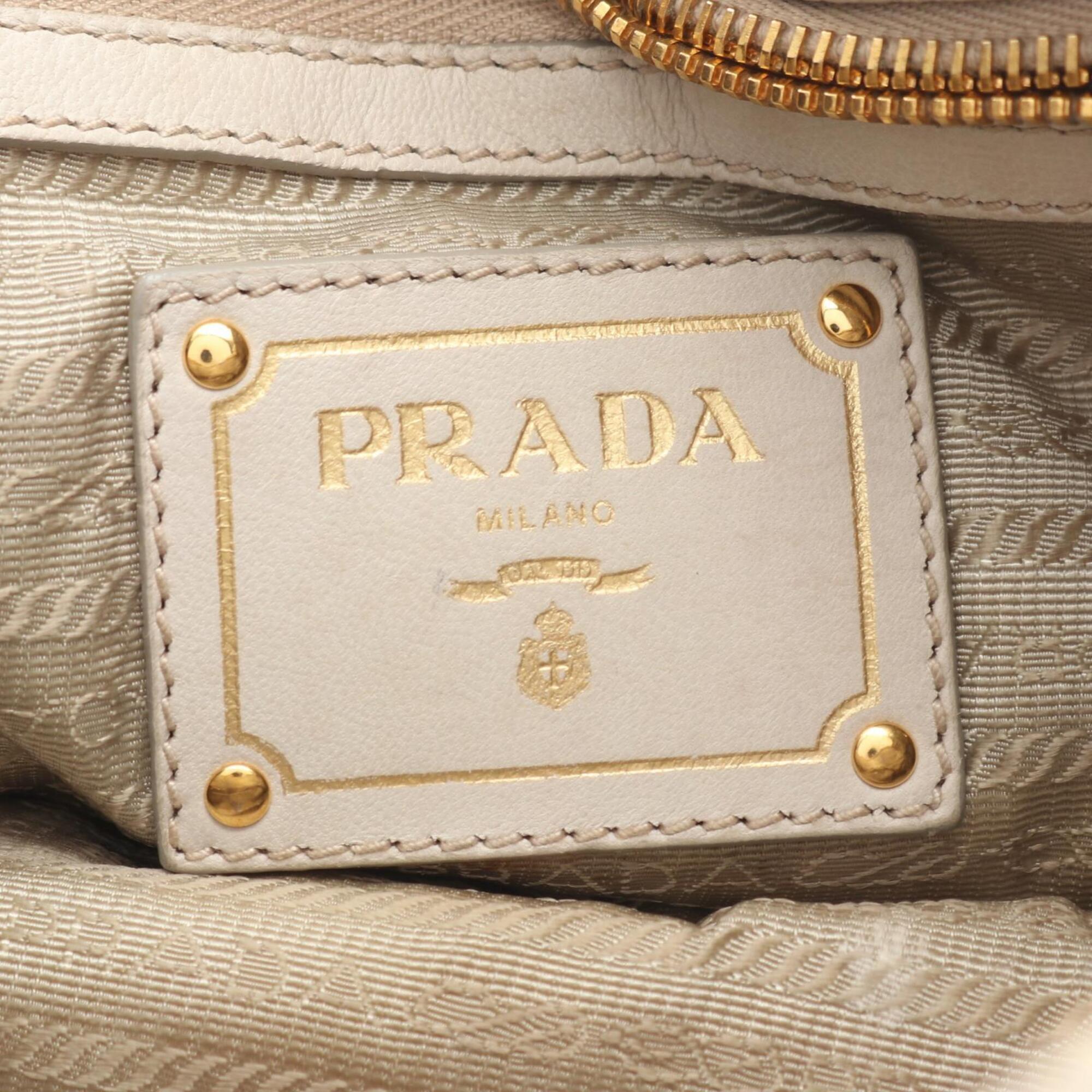 Prada Gray Leather Handbag (Pre-Owned)