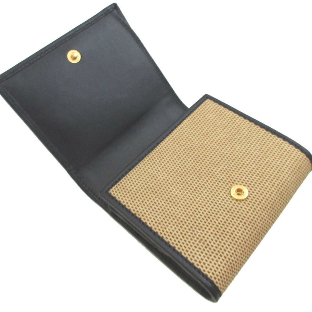 Gucci Beige Navy Canvas Leather Coin Purse/Coin Case (Pre-Owned)