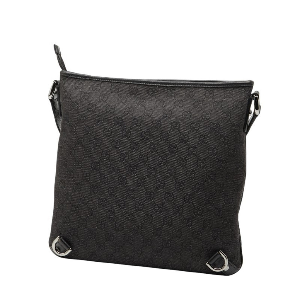 Gucci Black Canvas Leather Shoulder Bag (Pre-Owned)