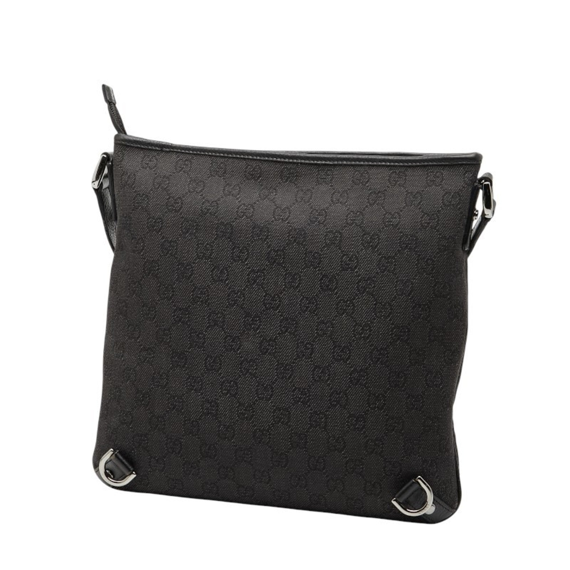 Gucci Black Canvas Leather Shoulder Bag (Pre-Owned)