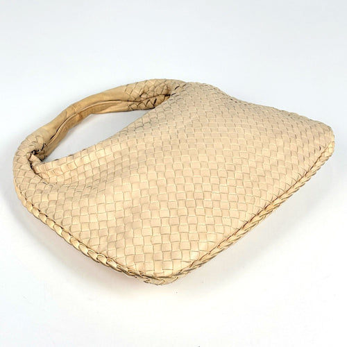Bottega Veneta Intrecciato Light Beige Leather Handbag Shoulder Bag (Pre-Owned)
