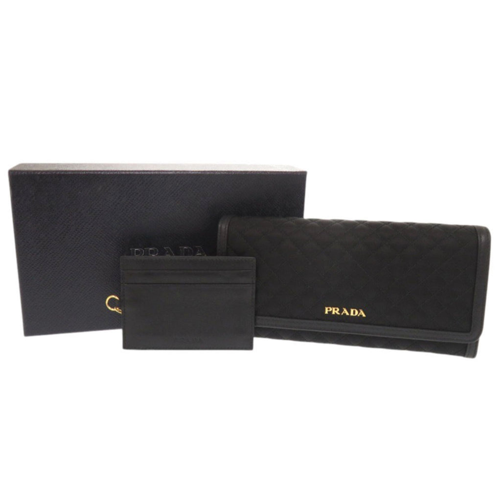 Prada Black Nylon Leather Long Wallet (Bi-Fold) (Pre-Owned)