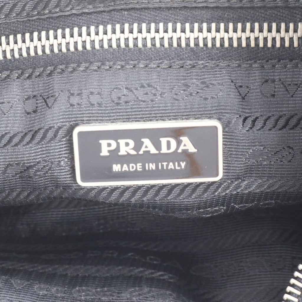 Prada Black Nylon Leather Shoulder Bag Tote Bag (Pre-Owned)
