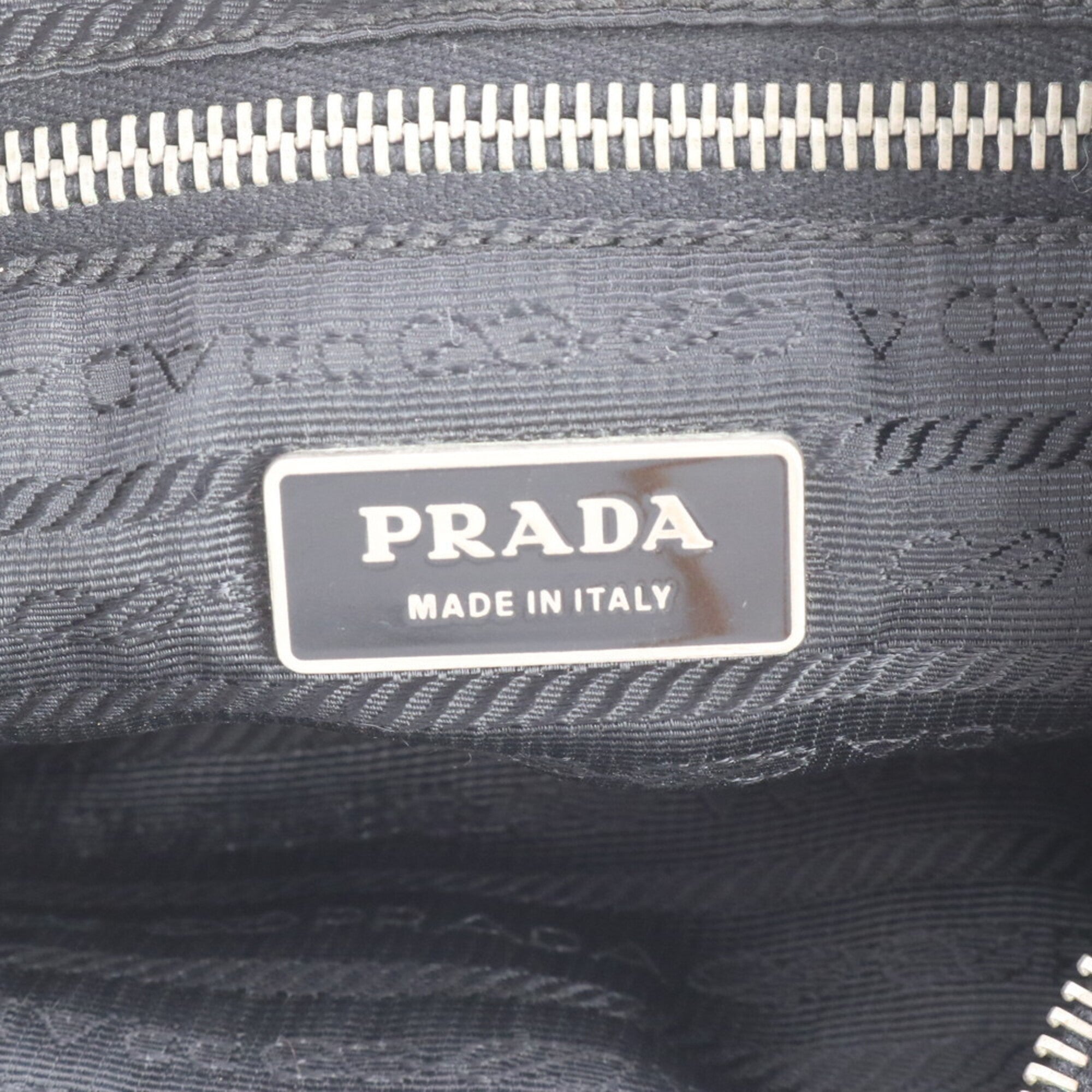Prada Black Nylon Leather Shoulder Bag Tote Bag (Pre-Owned)