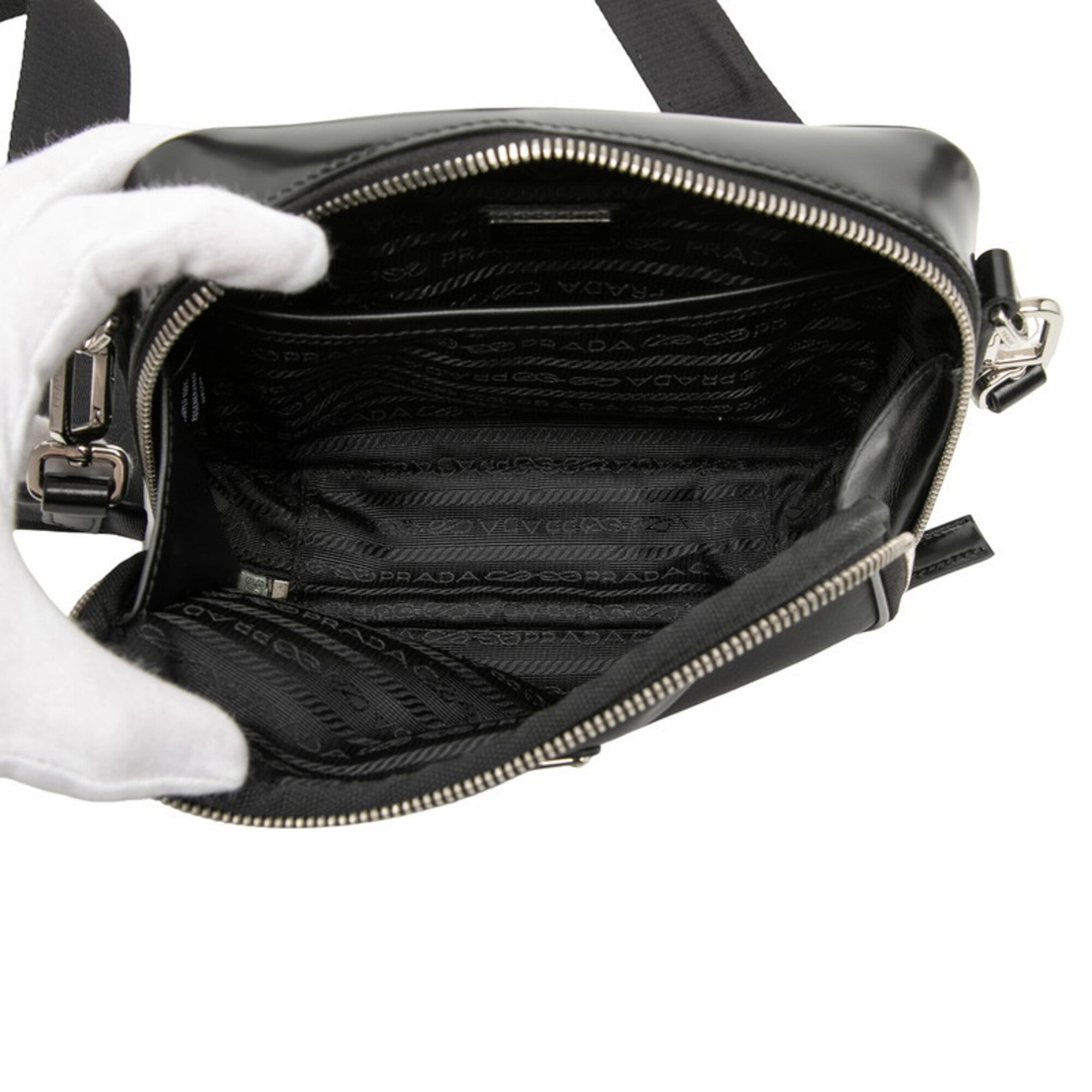 Prada Black Nylon Patent Leather Shoulder Bag (Pre-Owned)