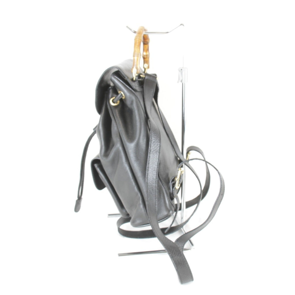 Gucci Black Bamboo Leather Backpack (Pre-Owned)