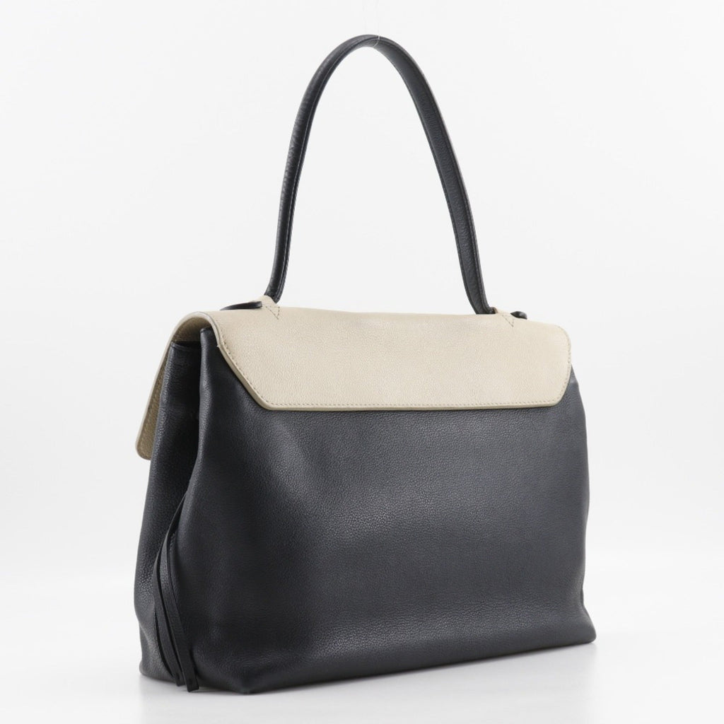 Louis Vuitton Beige Black Leather Tote Bag (Pre-Owned)