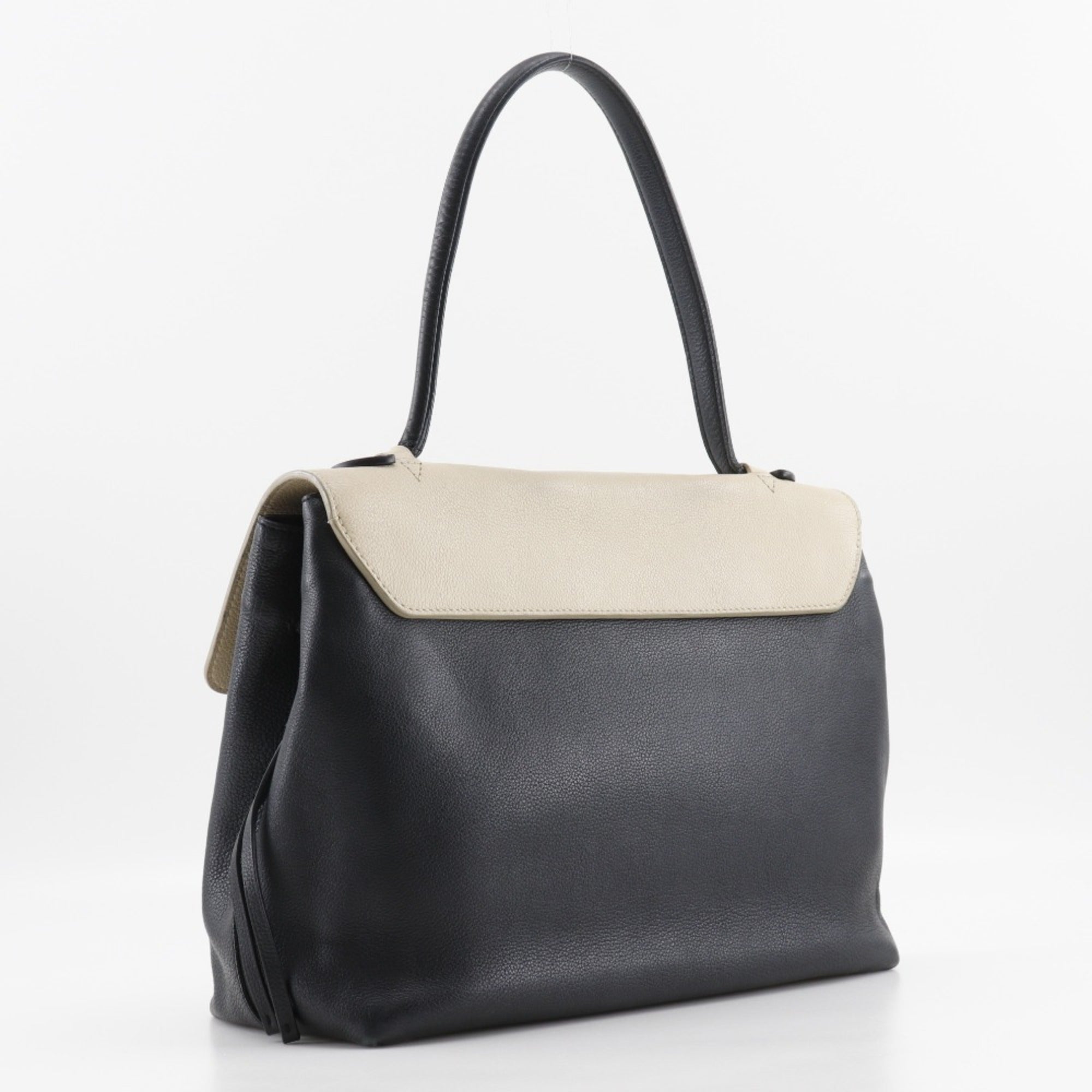 Louis Vuitton Beige Black Leather Tote Bag (Pre-Owned)