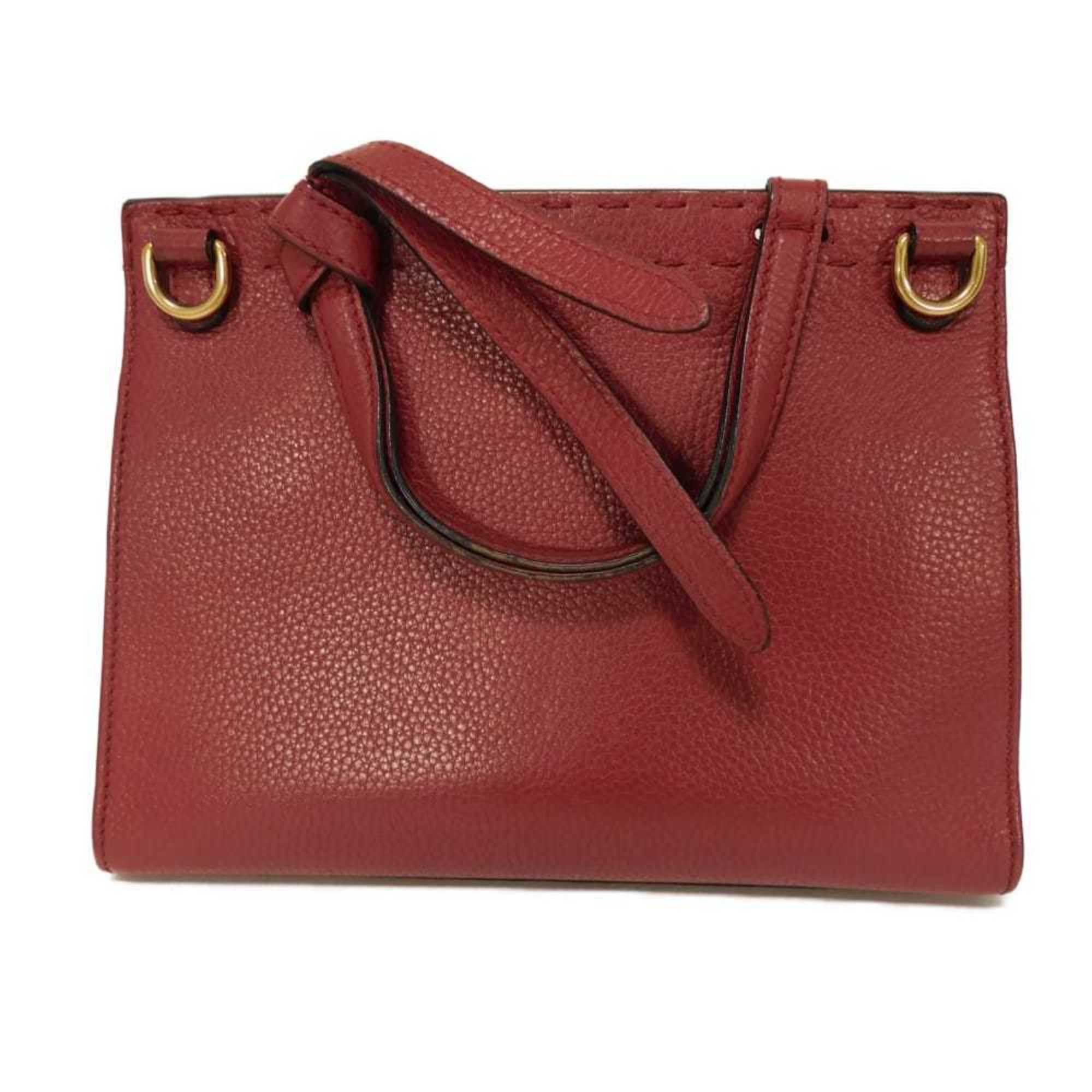 Gucci Gg Marmont Red Color Leather Handbag Shoulder Bag (Pre-Owned)