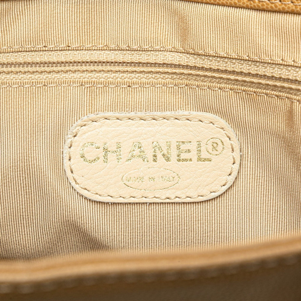 Chanel Beige Grained Calfskin Plastic Shoulder Bag Tote Bag (Pre-Owned)