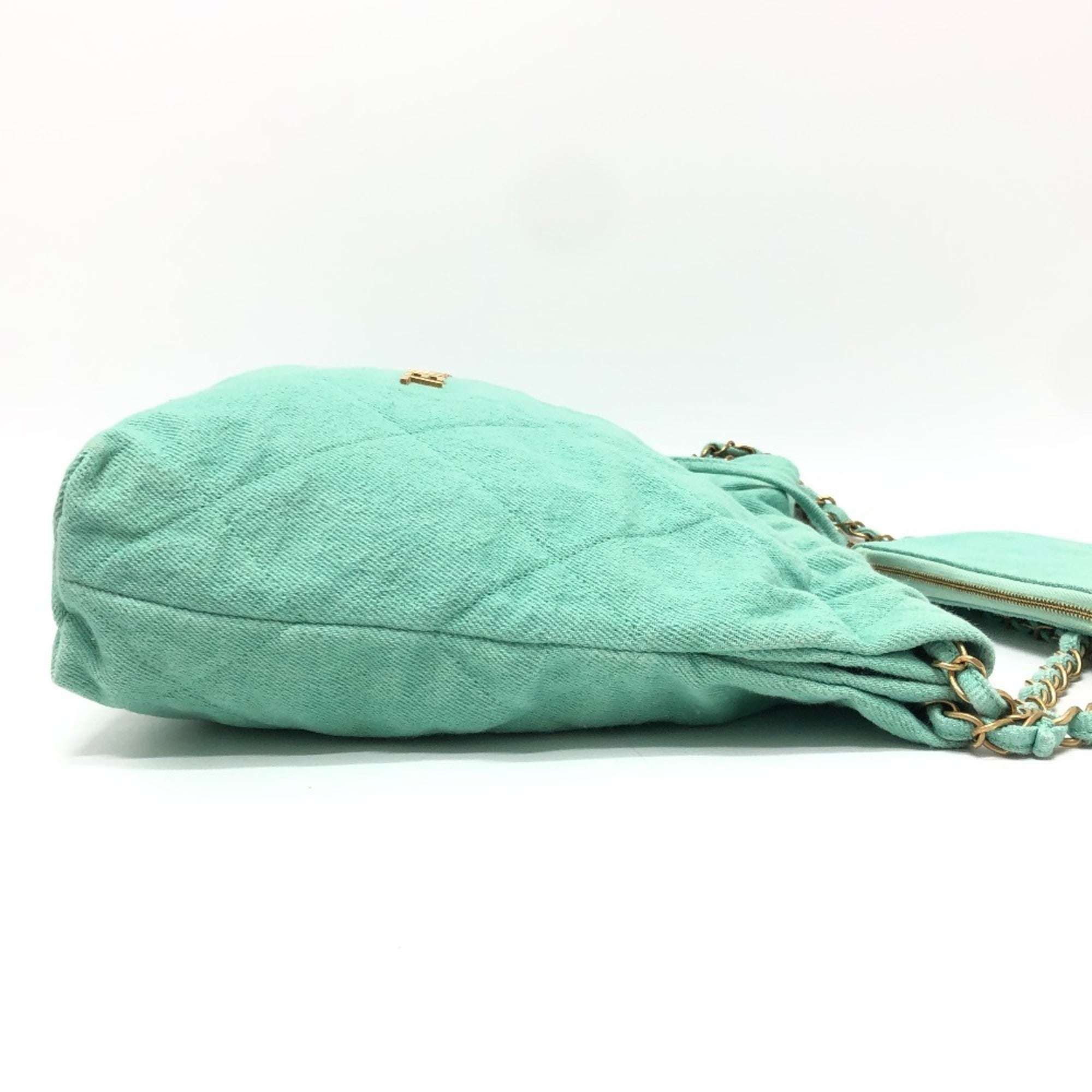 Chanel Matelasse Green Turquoise Denim Handbag Shoulder Bag (Pre-Owned)