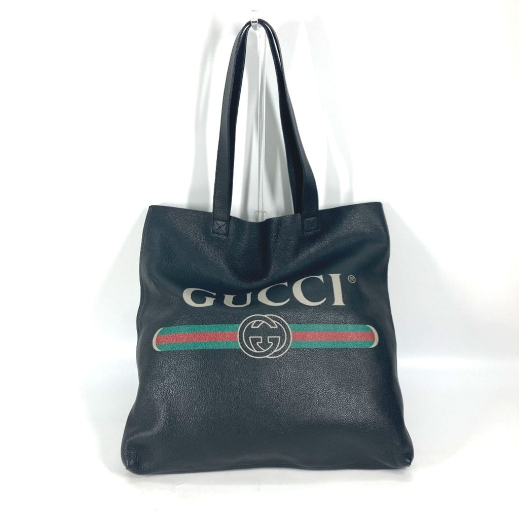 Gucci Sherry Line Black Leather Shoulder Bag Tote Bag (Pre-Owned)