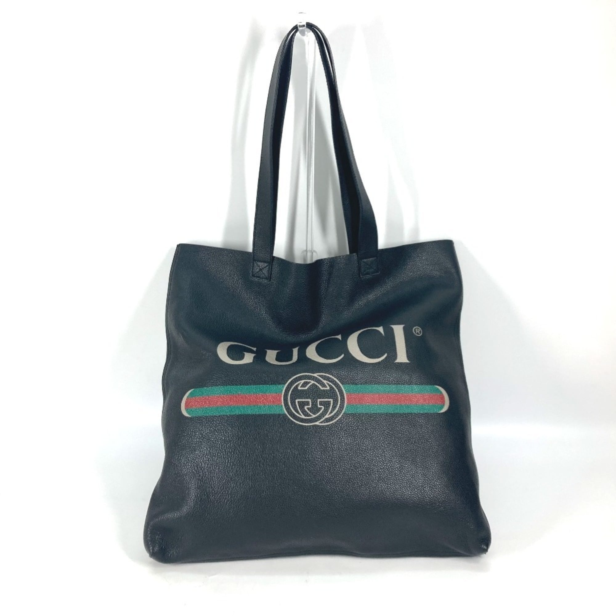 Gucci Sherry Line Black Leather Shoulder Bag Tote Bag (Pre-Owned)