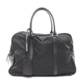 Prada Black Nylon Leather Boston Bag Handbag (Pre-Owned)