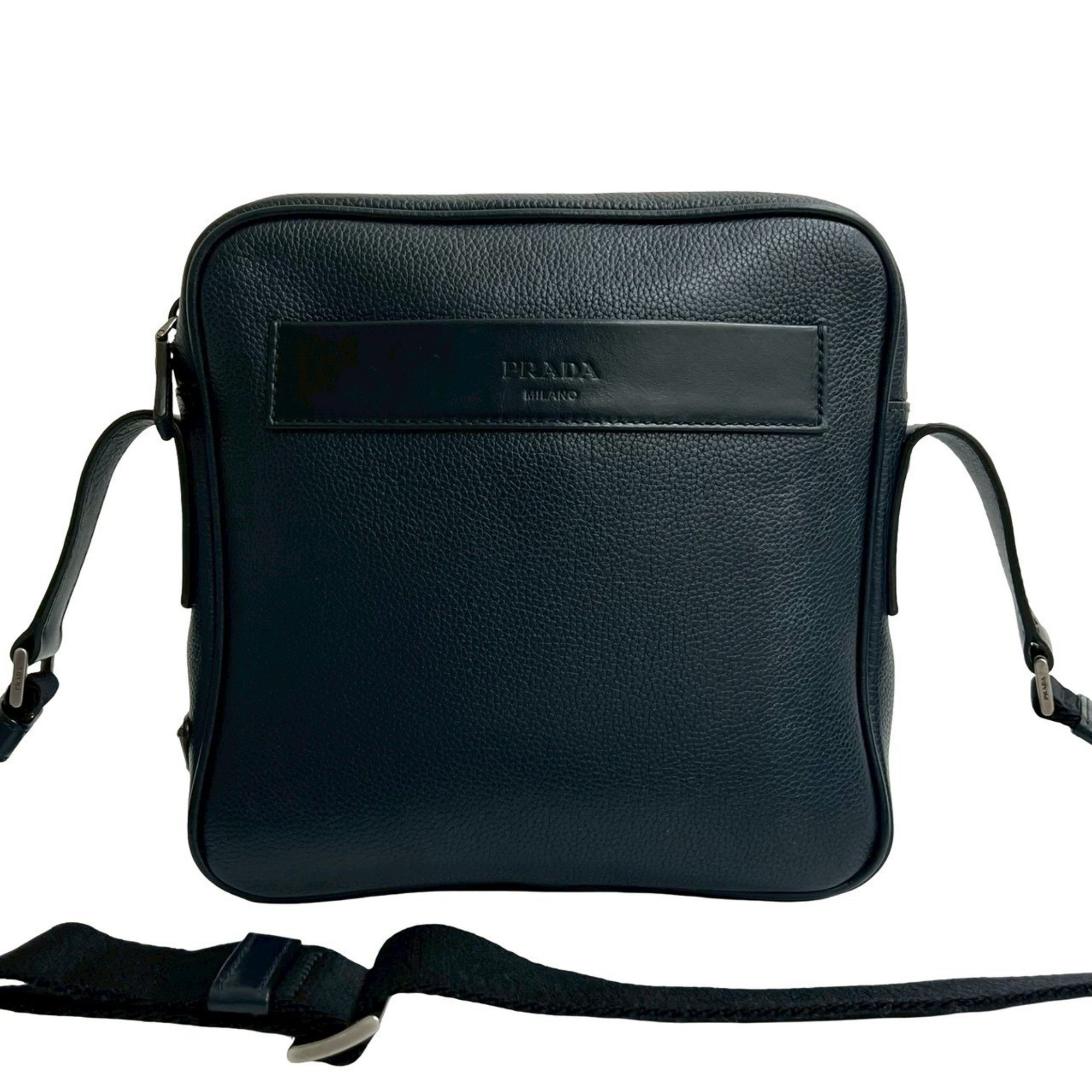Prada Navy Nylon Leather Pochette Shoulder Bag Sling Bag (Pre-Owned)
