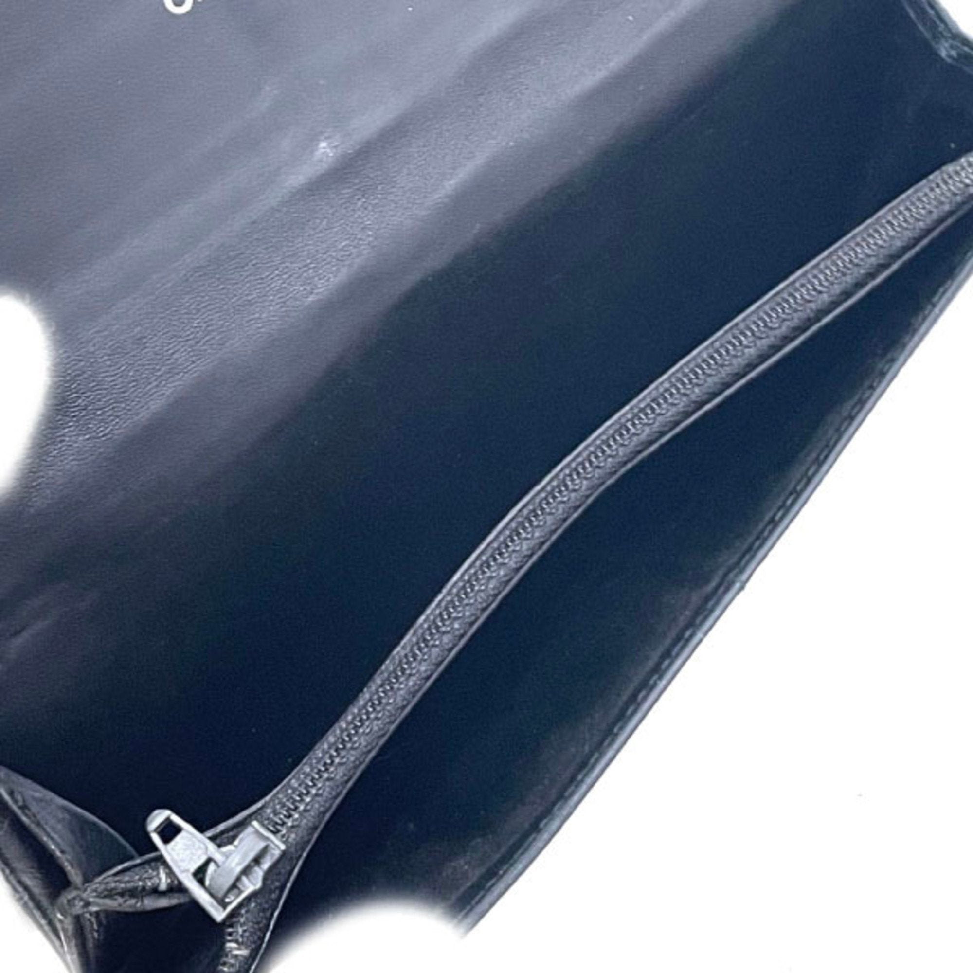 Chanel Black Leather Nylon Long Wallet (Bi-Fold) (Pre-Owned)