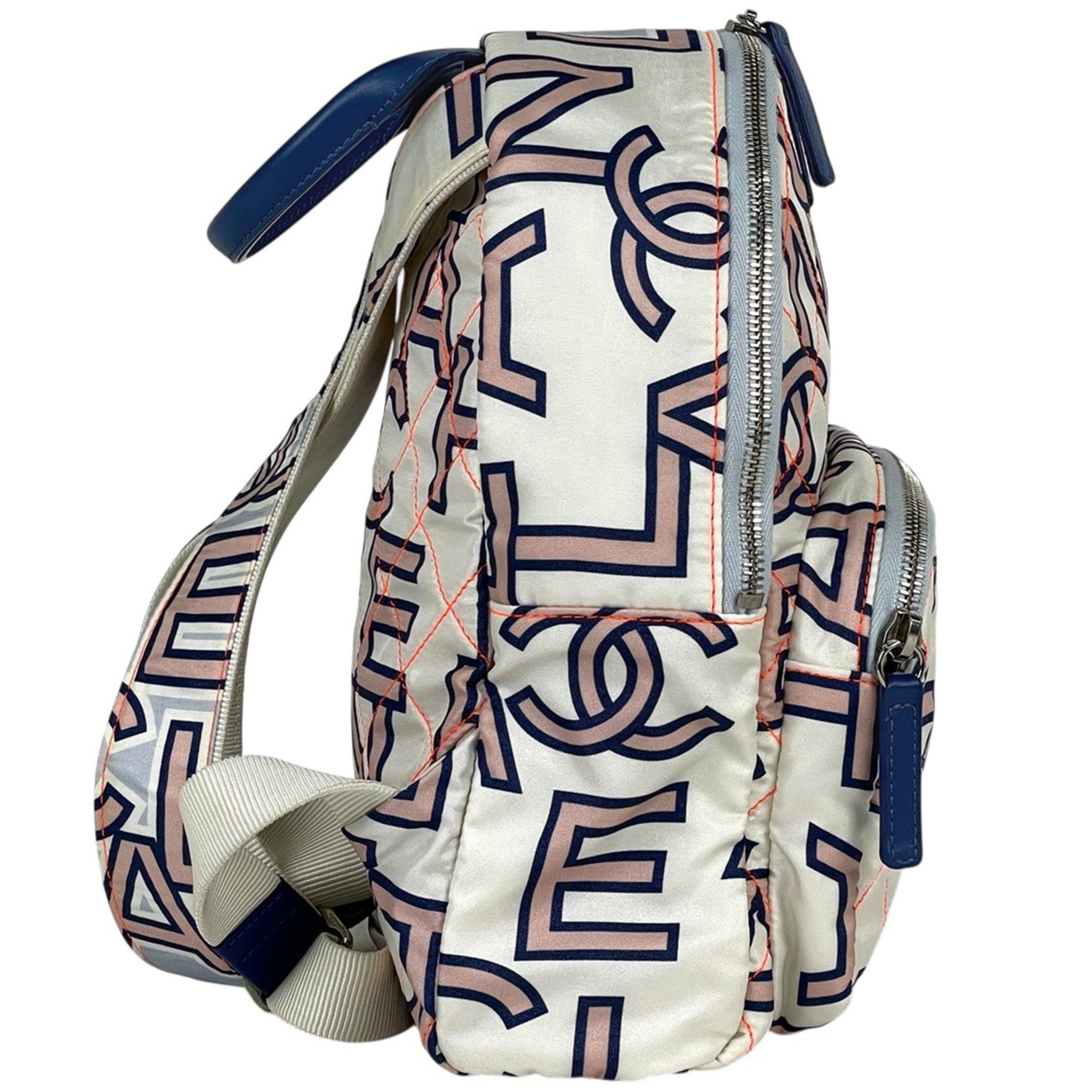 Chanel Matelasse Blue Nylon Leather Backpack (Pre-Owned)