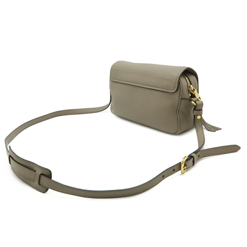 Prada Gray Leather Pochette Shoulder Bag (Pre-Owned)