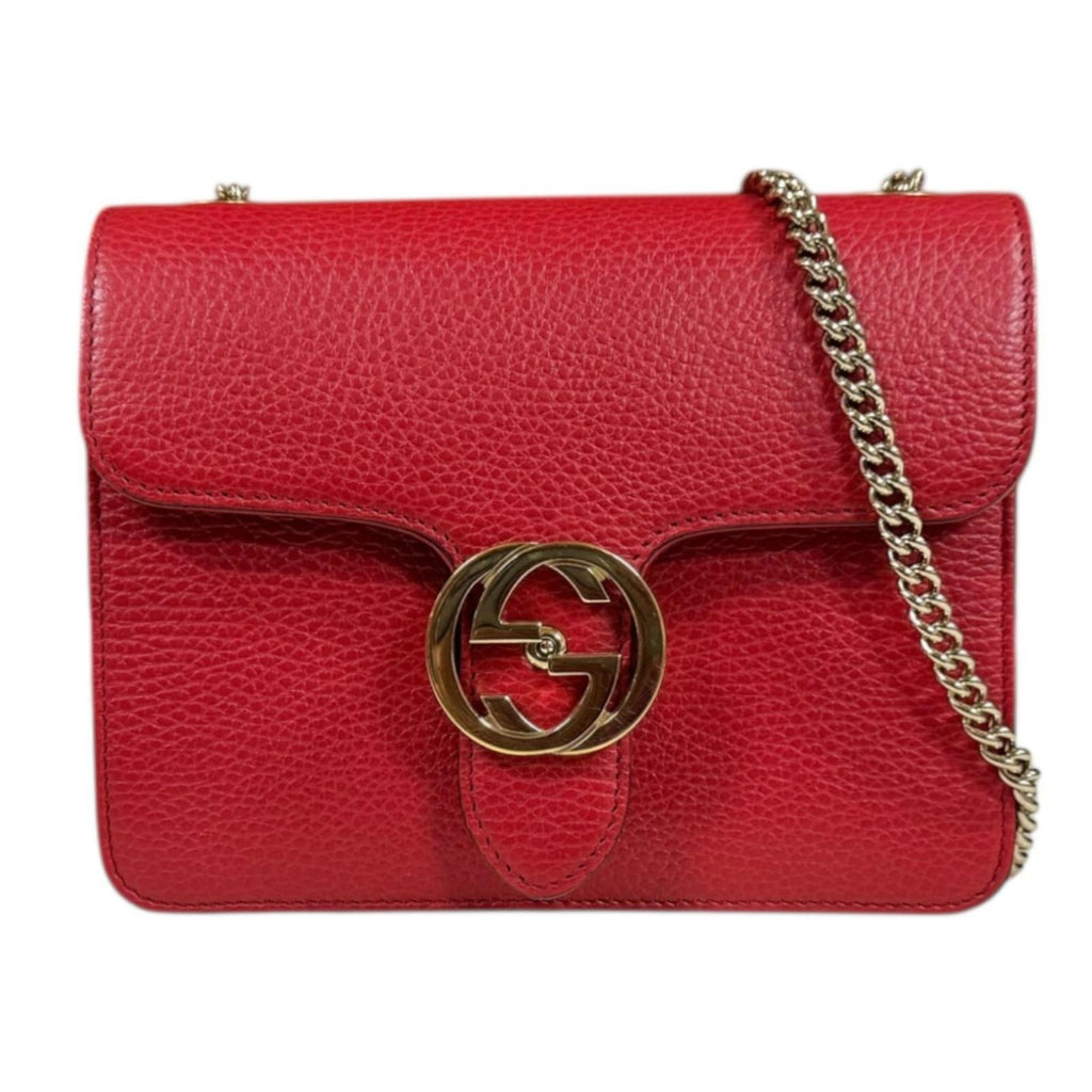 Gucci Red Color Leather Shoulder Bag (Pre-Owned)