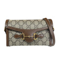 Gucci Horsebit Beige Brown Gg Supreme Shoulder Bag (Pre-Owned)