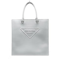 Prada Gray Leather Handbag Tote Bag (Pre-Owned)