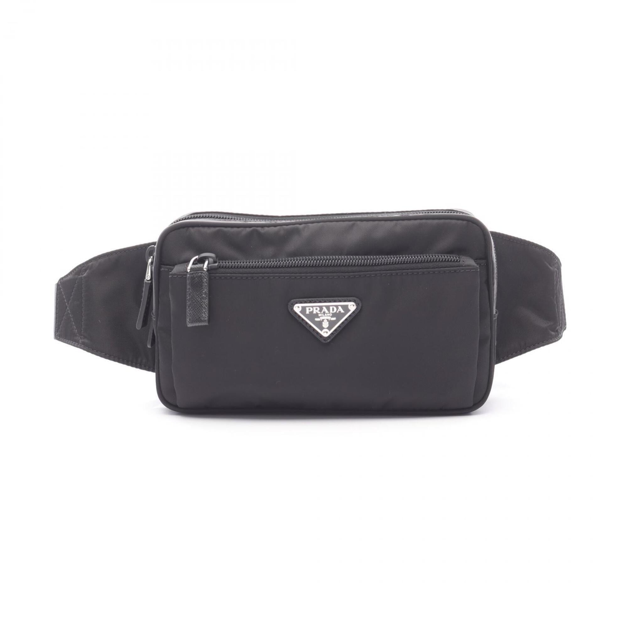 Prada Black Nylon Saffiano Triangle Fanny Pack Sling Bag (Pre-Owned)