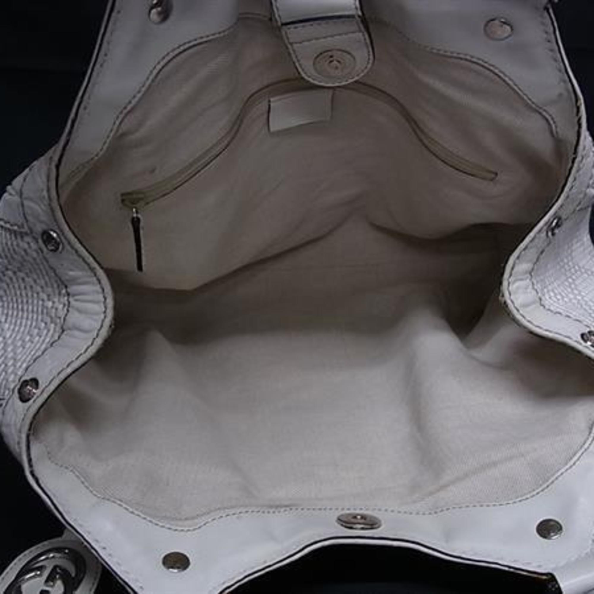 Gucci Ivory Straw Leather Handbag Shoulder Bag Tote Bag (Pre-Owned)