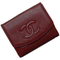 Chanel Red Color Grained Calfskin Leather Wallet (Bi-Fold) (Pre-Owned)