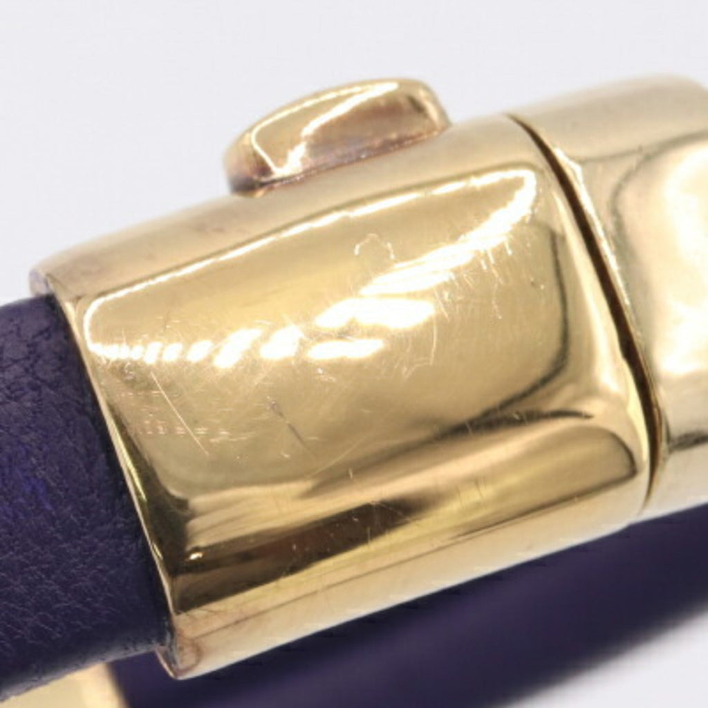 Bottega Veneta Gold Purple Leather Sterling Silver 925 Charm Bracelet (Pre-Owned)