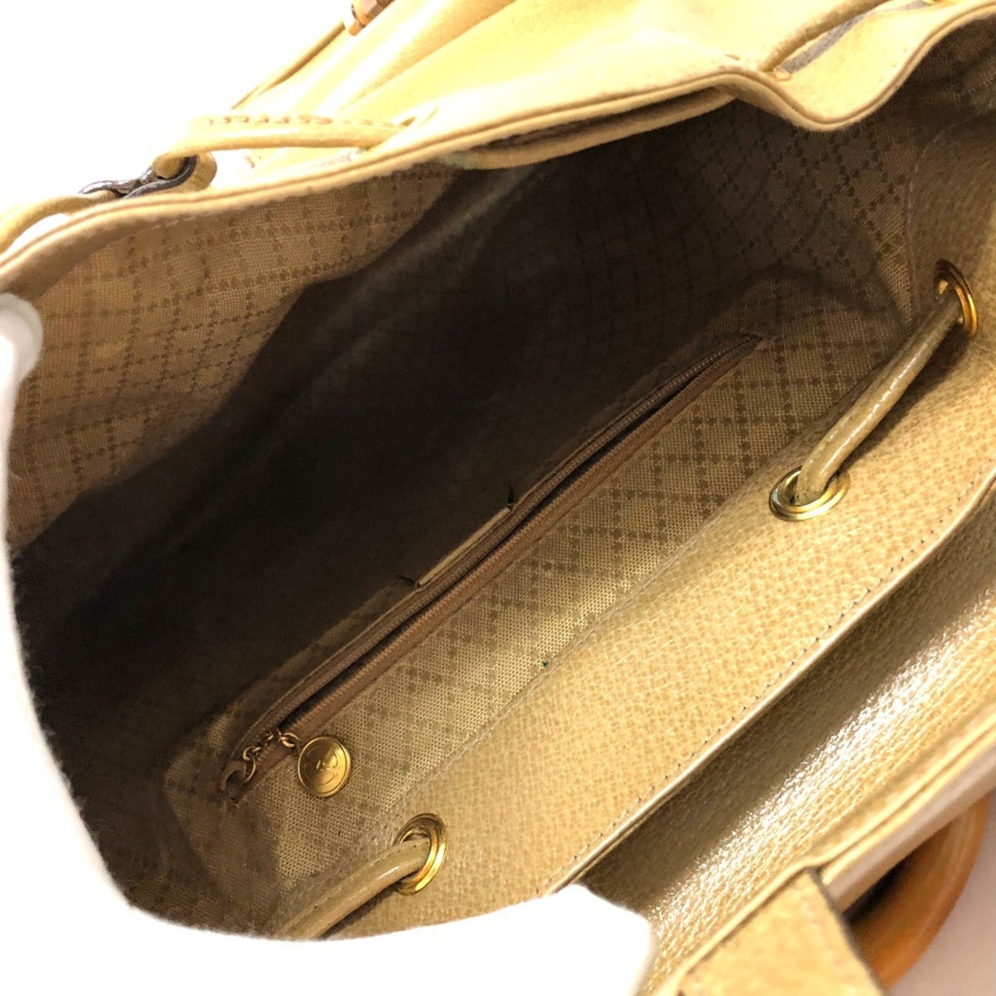 Gucci Bamboo Beige Leather Backpack (Pre-Owned)