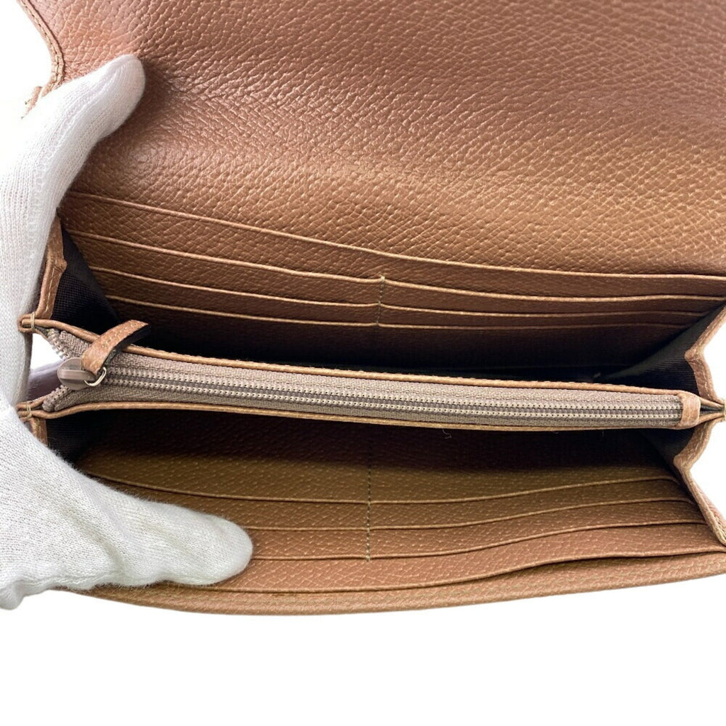 Gucci Beige Pink Canvas Leather Long Wallet (Bi-Fold) (Pre-Owned)
