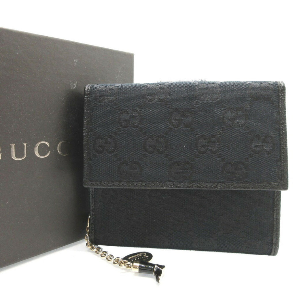 Gucci Black Gg Canvas Leather Wallet (Bi-Fold) (Pre-Owned)