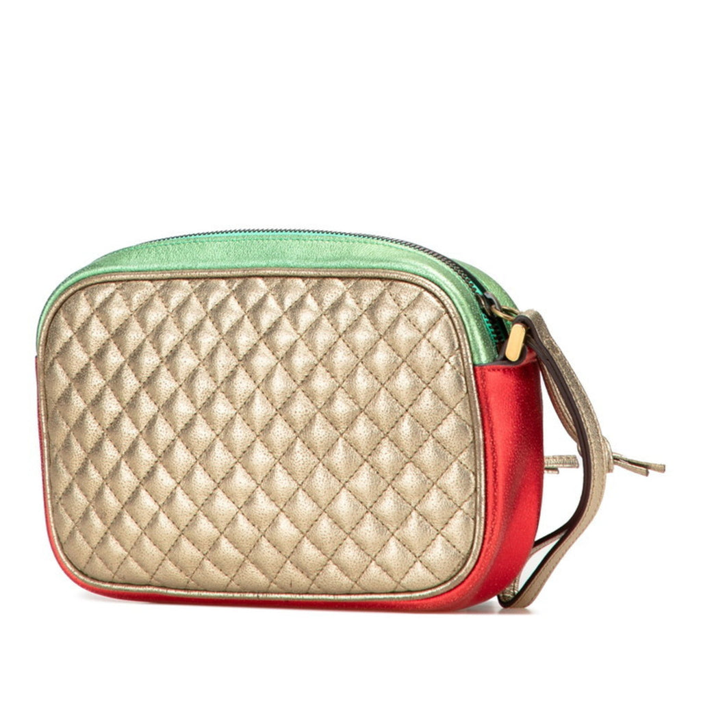 Gucci Gold Green Red Color Leather Clutch Bag (Pre-Owned)